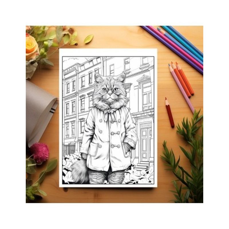 Carti si Birotica - Carti - Carti pentru copii - Carti de colorat - Carte de colorat pentru relaxare si antistres, 50 de ilustratii, Fantasy Cats, 106 pagini, A5 - Infinity.ro