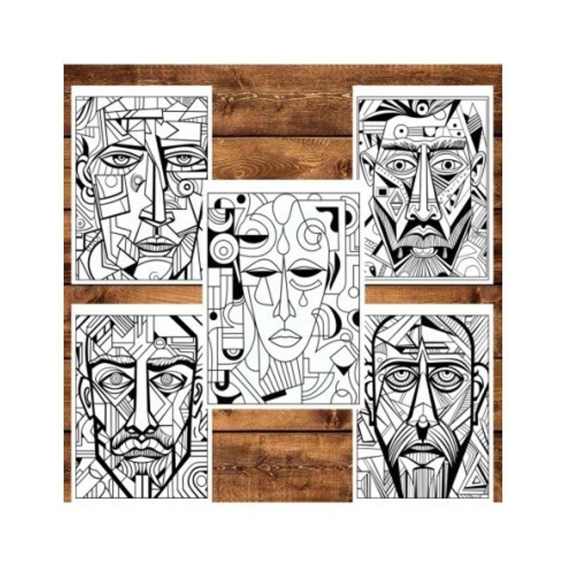 Carti si Birotica - Carti - Carti pentru copii - Carti de colorat - Carte de colorat pentru relaxare si antistres, 50 de ilustratii, Fete abastracte - Volumul I, 106 pagini, A5 - Infinity.ro