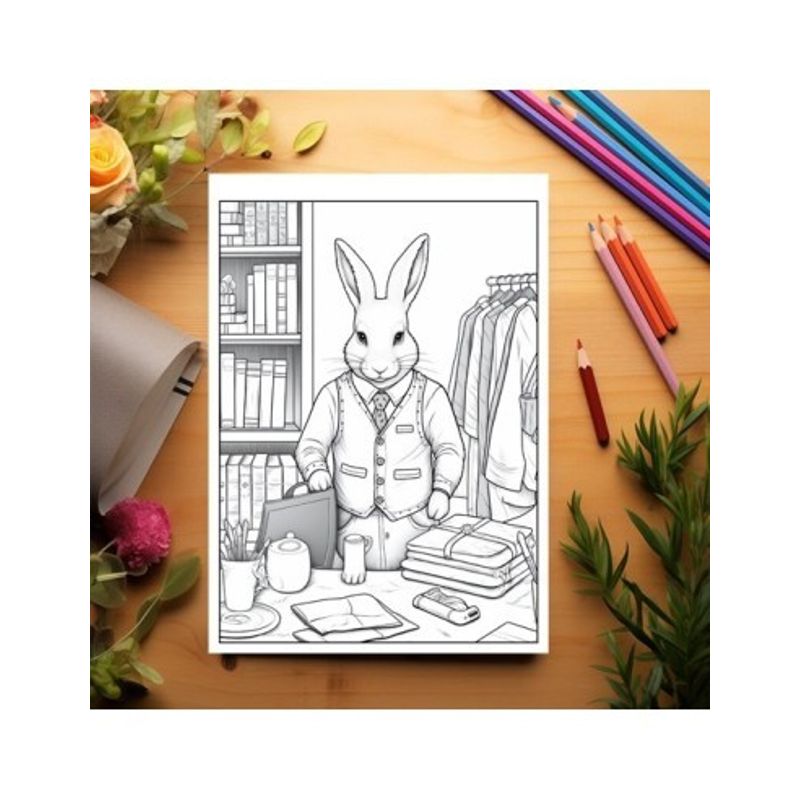 Carti si Birotica - Carti - Carti pentru copii - Carti de colorat - Carte de colorat pentru relaxare si antistres, 50 de ilustratii, Fantasy Rabbits, 106 pagini, A5 - Infinity.ro