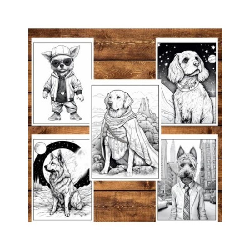 Carti si Birotica - Carti - Carti pentru copii - Carti de colorat - Carte de colorat pentru relaxare si antistres, 50 de ilustratii, Fantasy Dogs, 106 pagini, A5 - Infinity.ro