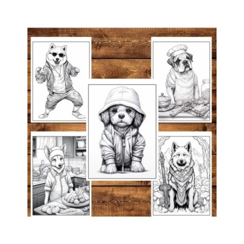 Carti si Birotica - Carti - Carti pentru copii - Carti de colorat - Carte de colorat pentru relaxare si antistres, 50 de ilustratii, Fantasy Dogs, 106 pagini, A5 - Infinity.ro