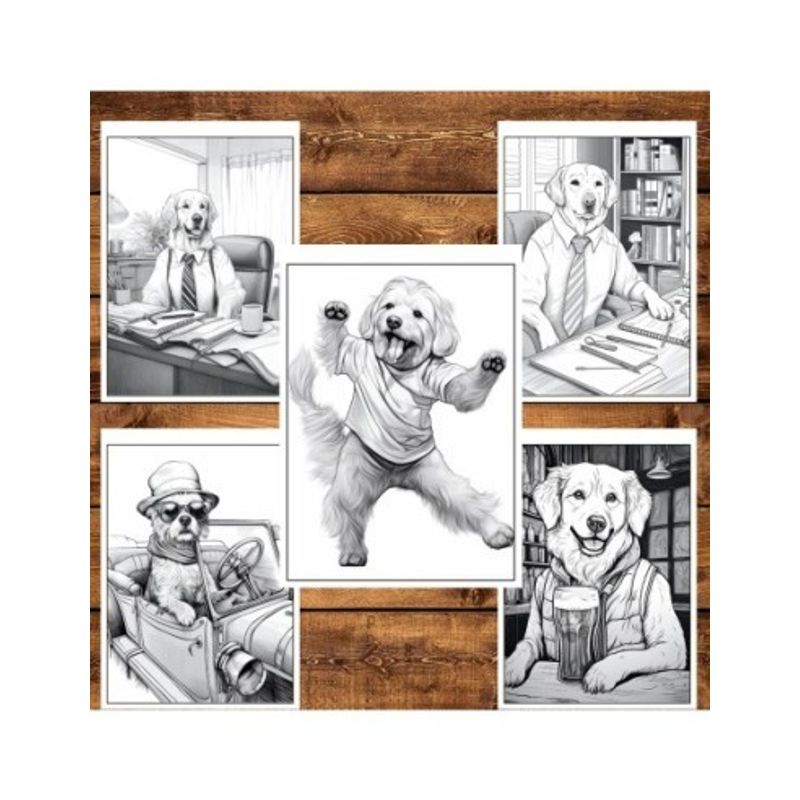 Carti si Birotica - Carti - Carti pentru copii - Carti de colorat - Carte de colorat pentru relaxare si antistres, 50 de ilustratii, Fantasy Dogs, 106 pagini, A5 - Infinity.ro