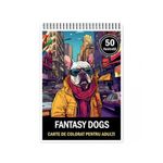 Carti si Birotica - Carti - Carti pentru copii - Carti de colorat - Carte de colorat pentru relaxare si antistres, 50 de ilustratii, Fantasy Dogs, 106 pagini, A5 - Infinity.ro