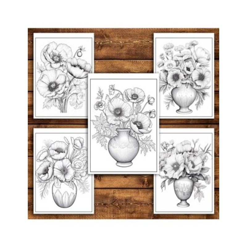 Carti si Birotica - Carti - Carti pentru copii - Carti de colorat - Carte de colorat pentru relaxare si antistres, 50 de ilustratii, Flori de Mac 106 pagini, A5 - Infinity.ro