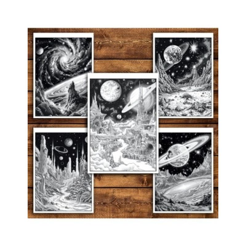 Carti si Birotica - Carti - Carti pentru copii - Carti de colorat - Carte de colorat pentru relaxare si antistres, 50 de ilustratii, Galaxie Cosmica, 106 pagini, A5 - Infinity.ro