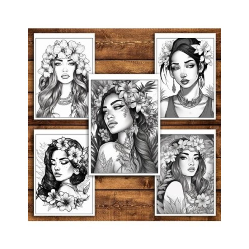 Carti si Birotica - Carti - Carti pentru copii - Carti de colorat - Carte de colorat pentru relaxare si antistres, 50 de ilustratii, Hawaian Girls, 106 pagini, A5 - Infinity.ro
