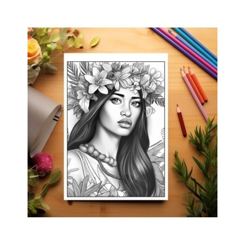 Carti si Birotica - Carti - Carti pentru copii - Carti de colorat - Carte de colorat pentru relaxare si antistres, 50 de ilustratii, Hawaian Girls, 106 pagini, A5 - Infinity.ro