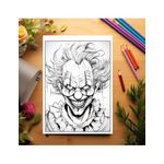 Carti si Birotica - Carti - Carti pentru copii - Carti de colorat - Carte de colorat pentru relaxare si antistres, 50 de ilustratii, Horror Clown Face, 106 pagini, A5 - Infinity.ro