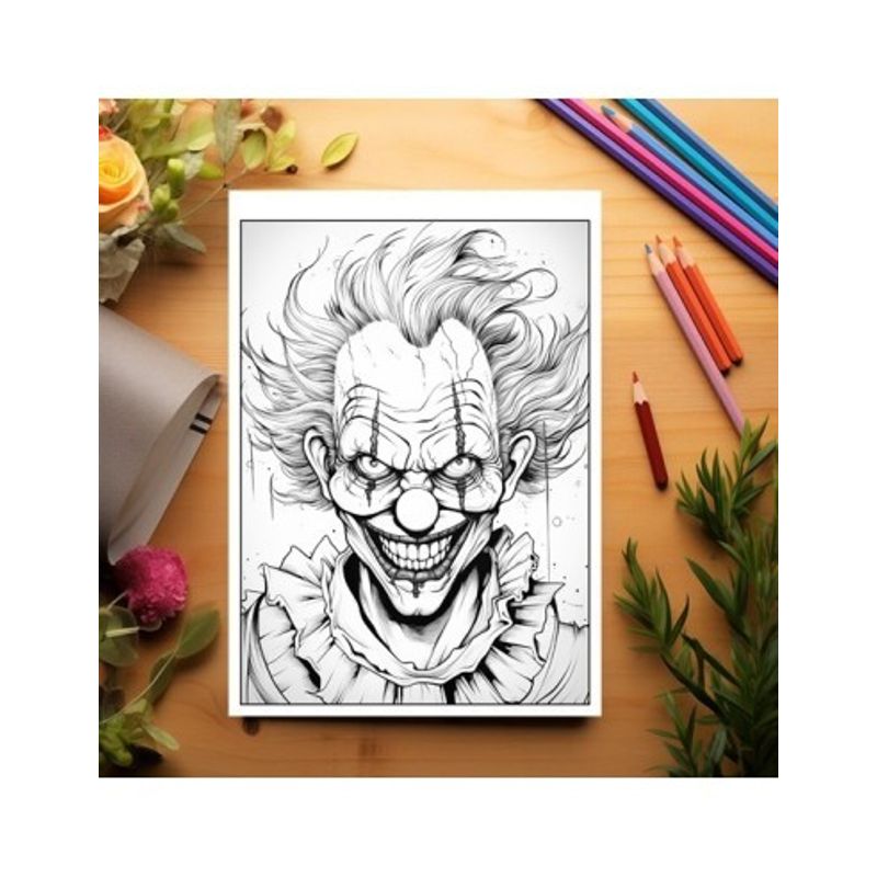 Carti si Birotica - Carti - Carti pentru copii - Carti de colorat - Carte de colorat pentru relaxare si antistres, 50 de ilustratii, Horror Clown Face, 106 pagini, A5 - Infinity.ro