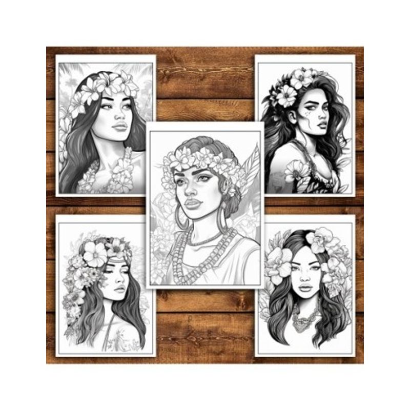 Carti si Birotica - Carti - Carti pentru copii - Carti de colorat - Carte de colorat pentru relaxare si antistres, 50 de ilustratii, Hawaian Girls, 106 pagini, A5 - Infinity.ro