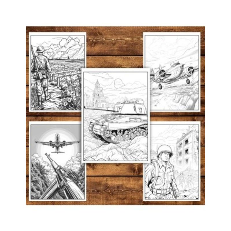 Carti si Birotica - Carti - Carti pentru copii - Carti de colorat - Carte de colorat pentru relaxare si antistres, 50 de ilustratii, In inima razboiului, 106 pagini, A5 - Infinity.ro