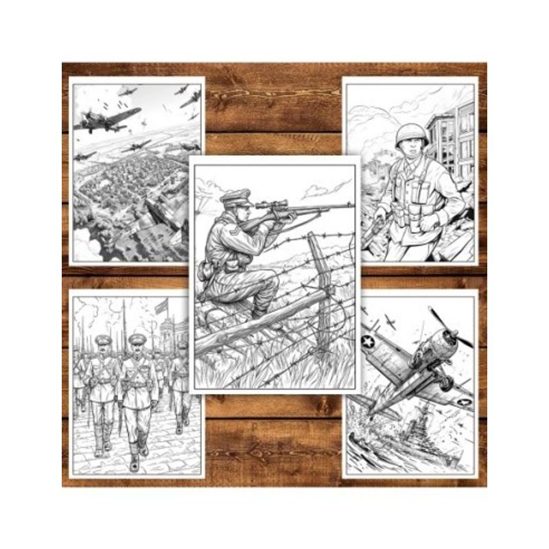 Carti si Birotica - Carti - Carti pentru copii - Carti de colorat - Carte de colorat pentru relaxare si antistres, 50 de ilustratii, In inima razboiului, 106 pagini, A5 - Infinity.ro