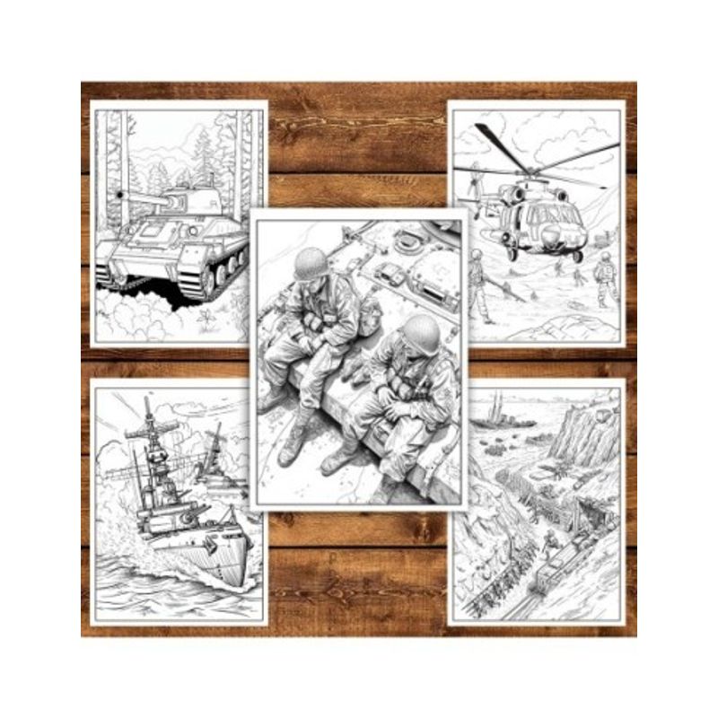 Carti si Birotica - Carti - Carti pentru copii - Carti de colorat - Carte de colorat pentru relaxare si antistres, 50 de ilustratii, In inima razboiului, 106 pagini, A5 - Infinity.ro