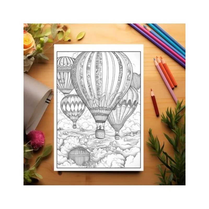 Carti si Birotica - Carti - Carti pentru copii - Carti de colorat - Carte de colorat pentru relaxare si antistres, 50 de ilustratii, Hot Air Ballons, 106 pagini, A5 - Infinity.ro