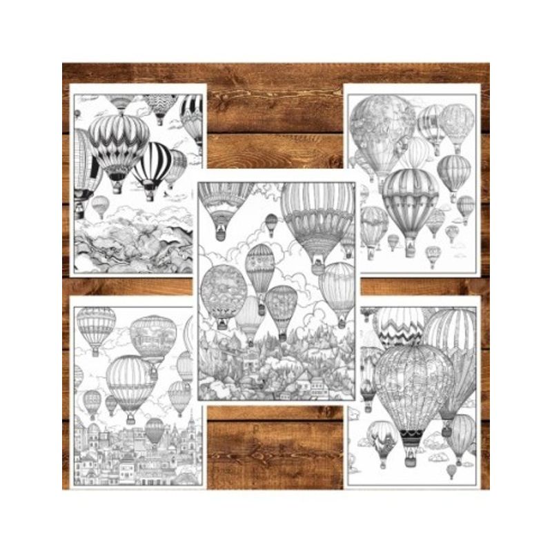 Carti si Birotica - Carti - Carti pentru copii - Carti de colorat - Carte de colorat pentru relaxare si antistres, 50 de ilustratii, Hot Air Ballons, 106 pagini, A5 - Infinity.ro