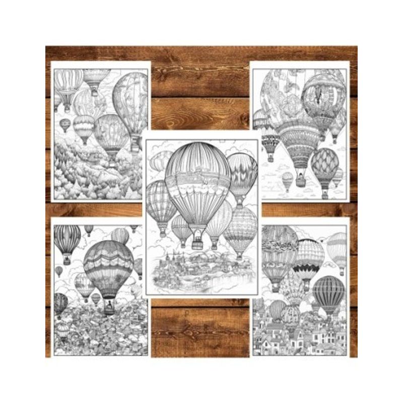 Carti si Birotica - Carti - Carti pentru copii - Carti de colorat - Carte de colorat pentru relaxare si antistres, 50 de ilustratii, Hot Air Ballons, 106 pagini, A5 - Infinity.ro