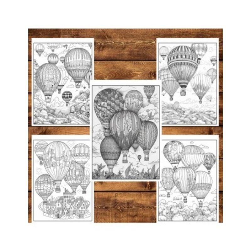 Carti si Birotica - Carti - Carti pentru copii - Carti de colorat - Carte de colorat pentru relaxare si antistres, 50 de ilustratii, Hot Air Ballons, 106 pagini, A5 - Infinity.ro