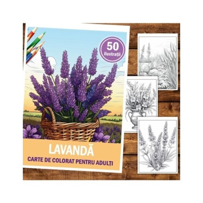 Carti si Birotica - Carti - Carti pentru copii - Carti de colorat - Carte de colorat pentru relaxare si antistres, 50 de ilustratii, Lavanda, 106 pagini, A5 - Infinity.ro