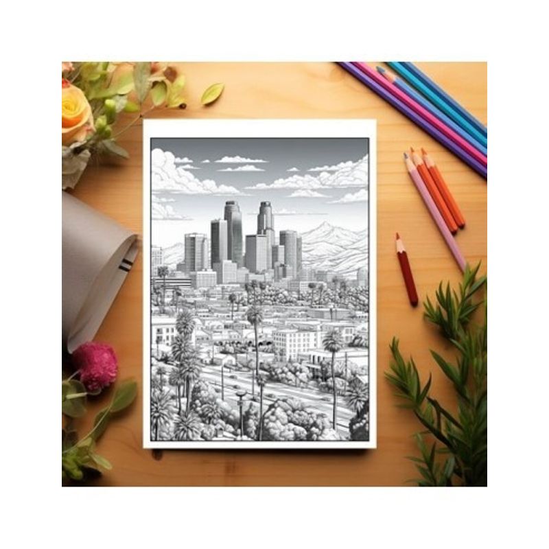 Carti si Birotica - Carti - Carti pentru copii - Carti de colorat - Carte de colorat pentru relaxare si antistres, 50 de ilustratii, Los Angeles, 106 pagini, A5 - Infinity.ro