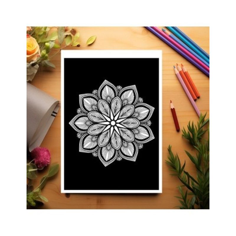 Carti si Birotica - Carti - Carti pentru copii - Carti de colorat - Carte de colorat pentru relaxare si antistres, 50 de ilustratii, Mandale cu fundal negru, 106 pagini, A5 - Infinity.ro