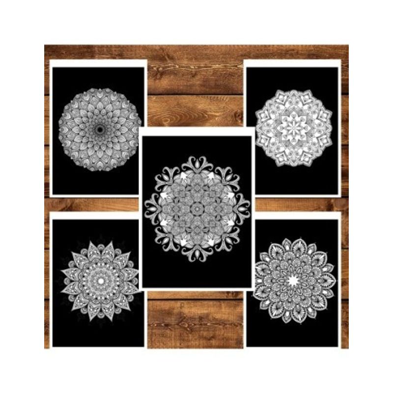 Carti si Birotica - Carti - Carti pentru copii - Carti de colorat - Carte de colorat pentru relaxare si antistres, 50 de ilustratii, Mandale cu fundal negru, 106 pagini, A5 - Infinity.ro