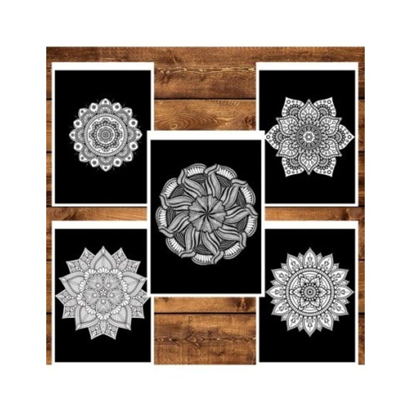 Carti si Birotica - Carti - Carti pentru copii - Carti de colorat - Carte de colorat pentru relaxare si antistres, 50 de ilustratii, Mandale cu fundal negru, 106 pagini, A5 - Infinity.ro