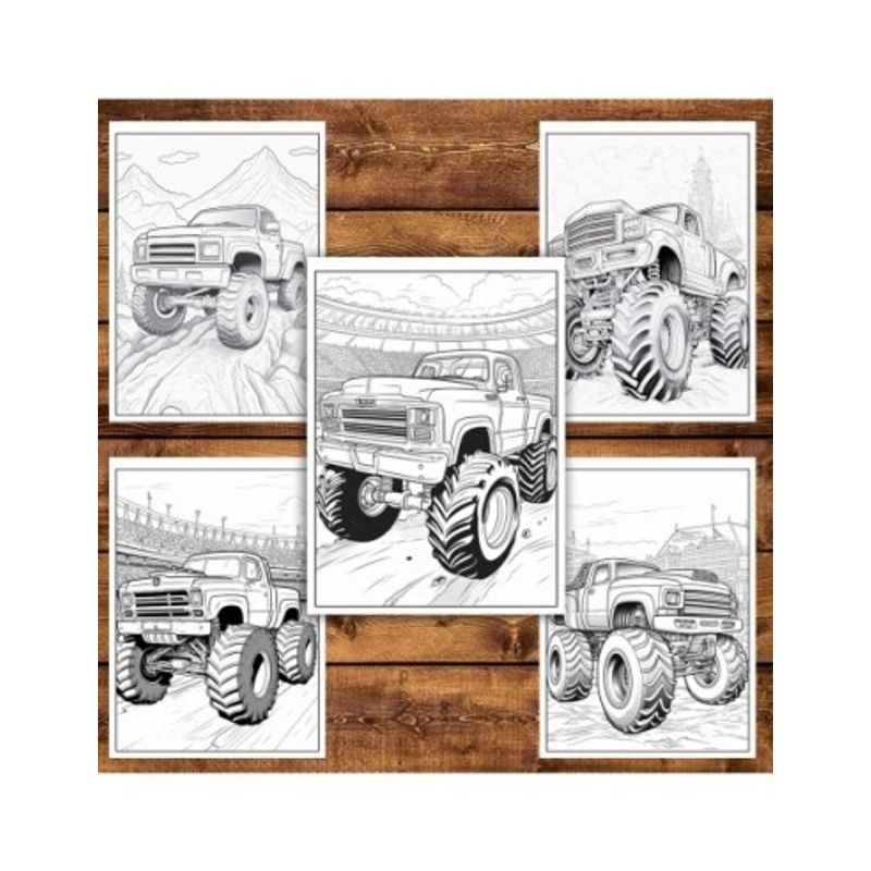 Carti si Birotica - Carti - Carti pentru copii - Carti de colorat - Carte de colorat pentru relaxare si antistres, 50 de ilustratii, Monster Trucks - Volumul II, 106 pagini, A5 - Infinity.ro