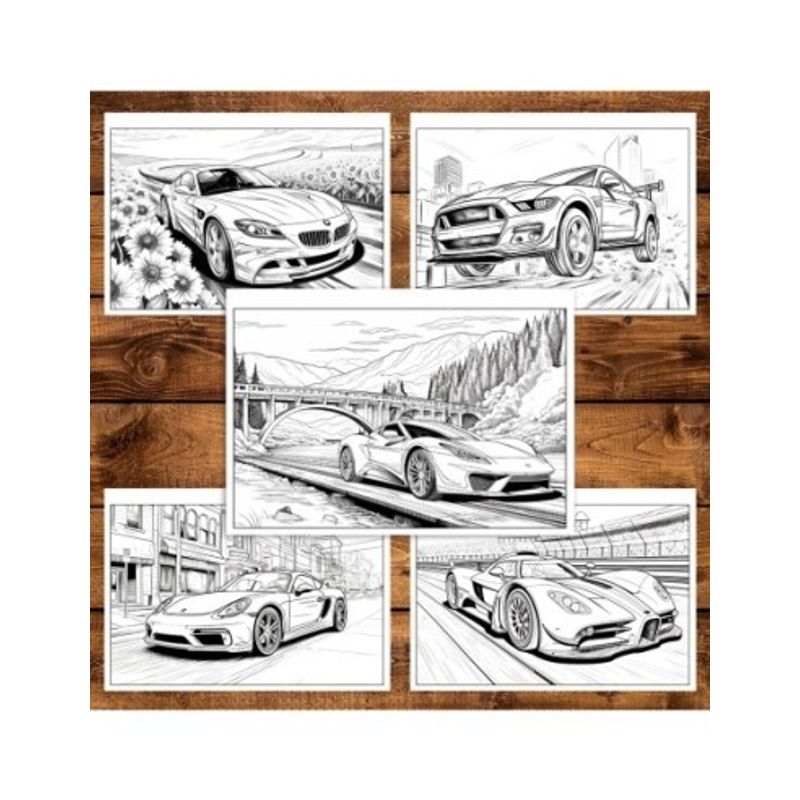Carti si Birotica - Carti - Carti pentru copii - Carti de colorat - Carte de colorat pentru relaxare si antistres, 50 de ilustratii, Masini sport - Volumul I, 106 pagini, A5 - Infinity.ro