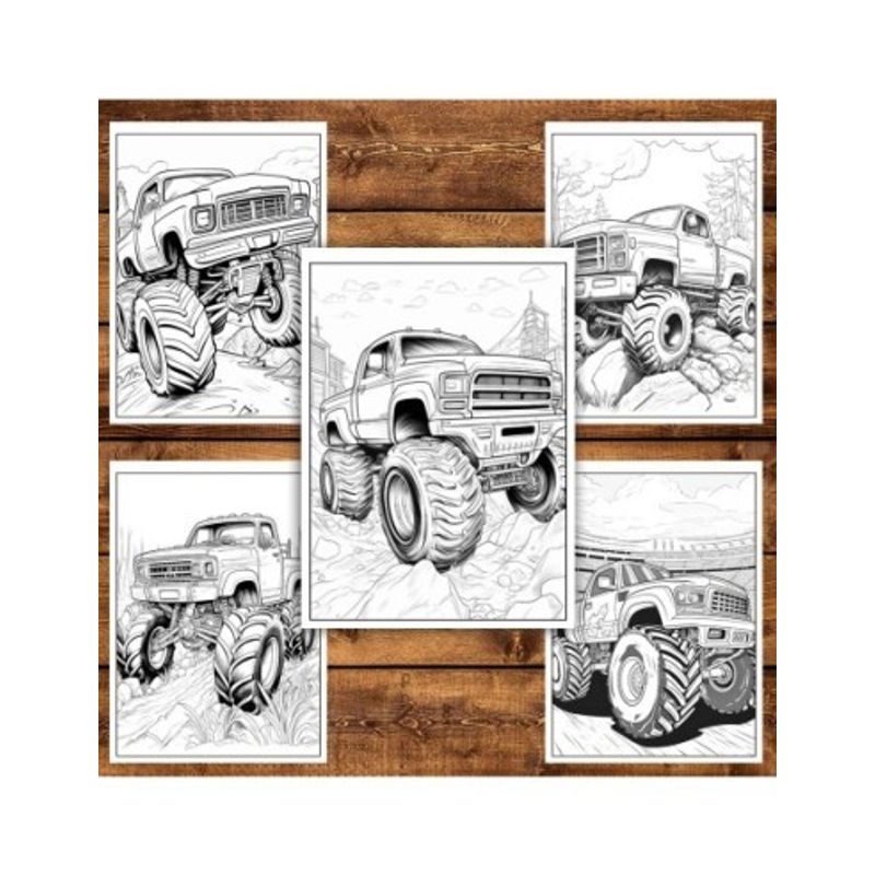 Carti si Birotica - Carti - Carti pentru copii - Carti de colorat - Carte de colorat pentru relaxare si antistres, 50 de ilustratii, Monster Trucks - Volumul II, 106 pagini, A5 - Infinity.ro