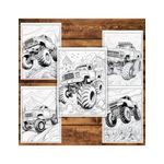 Carti si Birotica - Carti - Carti pentru copii - Carti de colorat - Carte de colorat pentru relaxare si antistres, 50 de ilustratii, Monster Trucks - Volumul I, 106 pagini, A5 - Infinity.ro