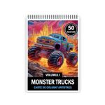 Carti si Birotica - Carti - Carti pentru copii - Carti de colorat - Carte de colorat pentru relaxare si antistres, 50 de ilustratii, Monster Trucks - Volumul I, 106 pagini, A5 - Infinity.ro
