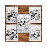 Carti si Birotica - Carti - Carti pentru copii - Carti de colorat - Carte de colorat pentru relaxare si antistres, 50 de ilustratii, Monster Trucks - Volumul I, 106 pagini, A5 - Infinity.ro