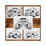 Carti si Birotica - Carti - Carti pentru copii - Carti de colorat - Carte de colorat pentru relaxare si antistres, 50 de ilustratii, Monster Trucks - Volumul IV, 106 pagini, A5 - Infinity.ro