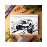 Carti si Birotica - Carti - Carti pentru copii - Carti de colorat - Carte de colorat pentru relaxare si antistres, 50 de ilustratii, Monster Trucks - Volumul IV, 106 pagini, A4 - Infinity.ro