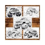Carti si Birotica - Carti - Carti pentru copii - Carti de colorat - Carte de colorat pentru relaxare si antistres, 50 de ilustratii, Monster Trucks - Volumul IV, 106 pagini, A4 - Infinity.ro