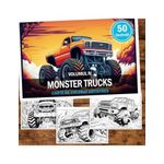 Carti si Birotica - Carti - Carti pentru copii - Carti de colorat - Carte de colorat pentru relaxare si antistres, 50 de ilustratii, Monster Trucks - Volumul IV, 106 pagini, A4 - Infinity.ro