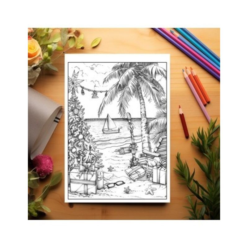 Carti si Birotica - Carti - Carti pentru copii - Carti de colorat - Carte de colorat pentru relaxare si antistres, 50 de ilustratii, Mos Craciun in Concediu, 106 pagini, A5 - Infinity.ro
