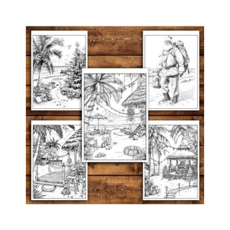 Carti si Birotica - Carti - Carti pentru copii - Carti de colorat - Carte de colorat pentru relaxare si antistres, 50 de ilustratii, Mos Craciun in Concediu, 106 pagini, A5 - Infinity.ro