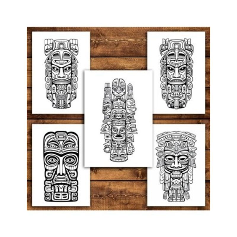 Carti si Birotica - Carti - Carti pentru copii - Carti de colorat - Carte de colorat pentru relaxare si antistres, 50 de ilustratii, Mystical Totems, 106 pagini, A5 - Infinity.ro