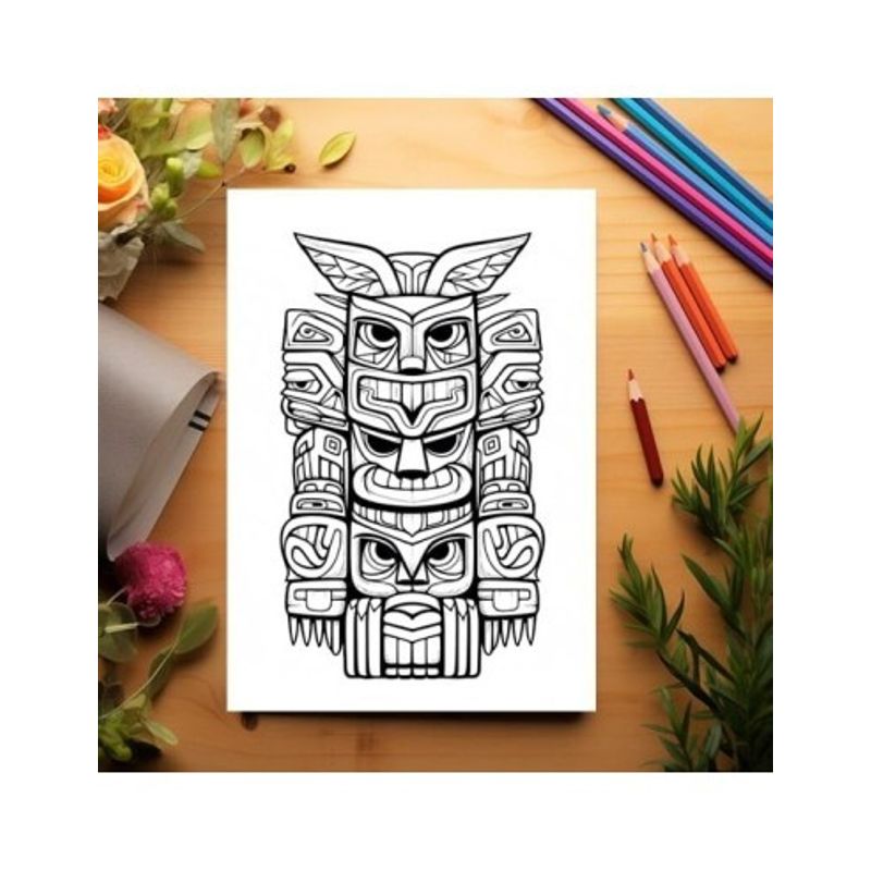 Carti si Birotica - Carti - Carti pentru copii - Carti de colorat - Carte de colorat pentru relaxare si antistres, 50 de ilustratii, Mystical Totems, 106 pagini, A5 - Infinity.ro