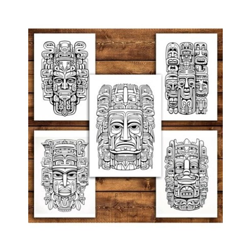 Carti si Birotica - Carti - Carti pentru copii - Carti de colorat - Carte de colorat pentru relaxare si antistres, 50 de ilustratii, Mystical Totems, 106 pagini, A5 - Infinity.ro