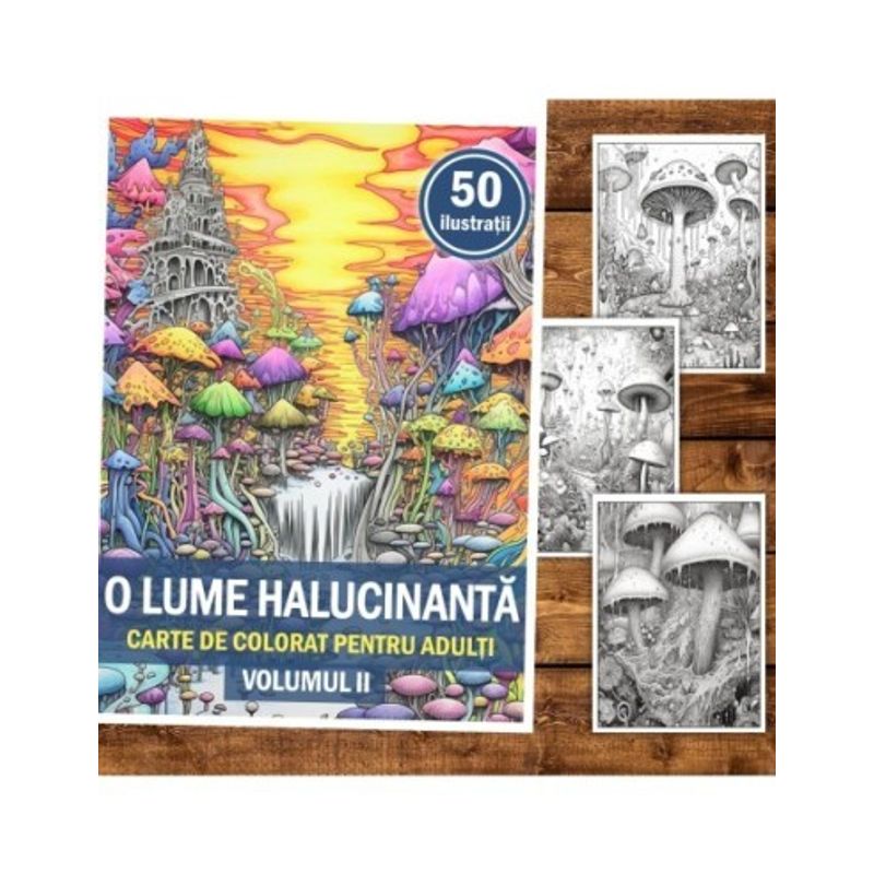 Carti si Birotica - Carti - Carti pentru copii - Carti de colorat - Carte de colorat pentru relaxare si antistres, 50 de ilustratii, O lume halucinanta - Volumul II, 106 pagini, A5 - Infinity.ro