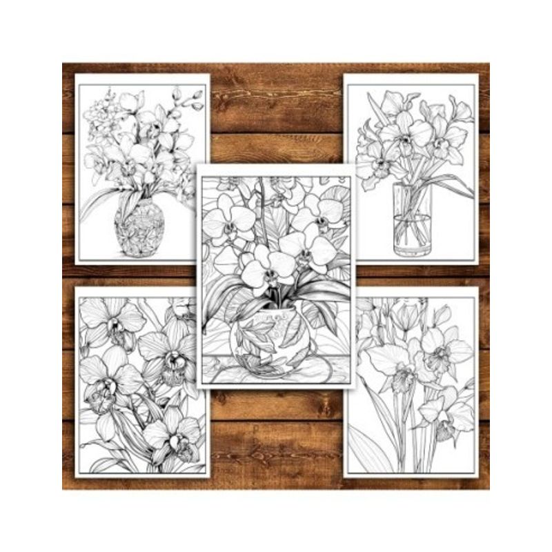 Carti si Birotica - Carti - Carti pentru copii - Carti de colorat - Carte de colorat pentru relaxare si antistres, 50 de ilustratii, Orhidee, 106 pagini, A5 - Infinity.ro