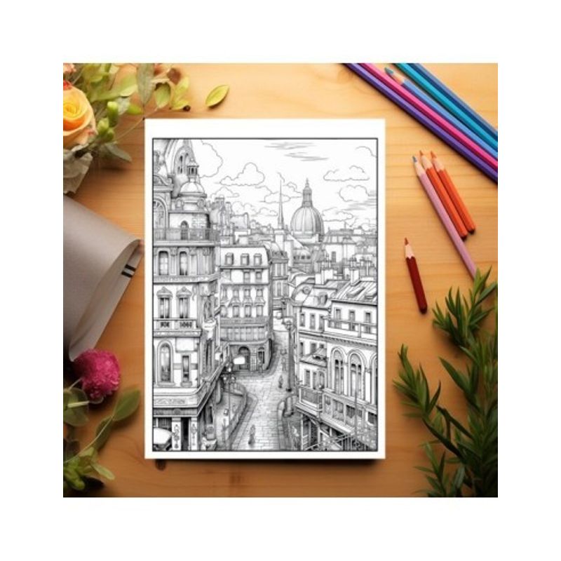 Carti si Birotica - Carti - Carti pentru copii - Carti de colorat - Carte de colorat pentru relaxare si antistres, 50 de ilustratii, Paris, 106 pagini, A5 - Infinity.ro