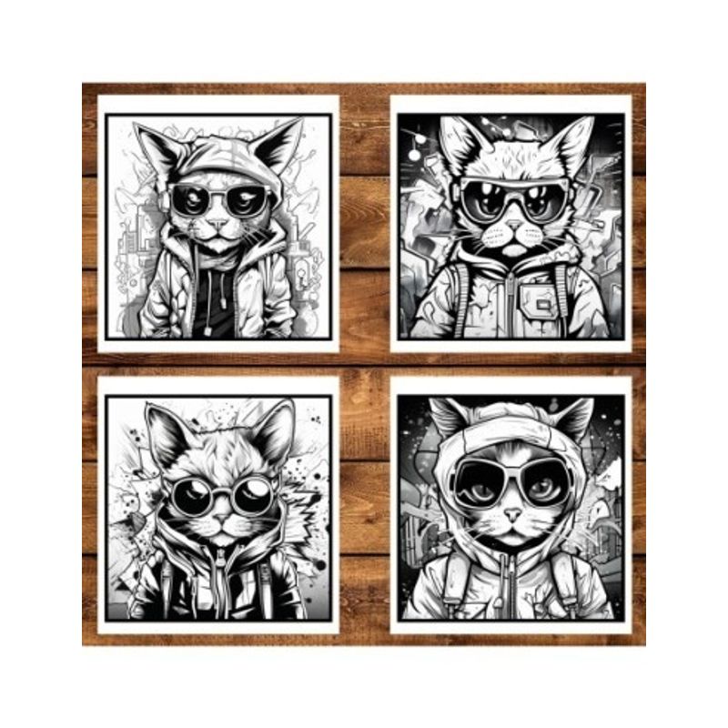Carti si Birotica - Carti - Carti pentru copii - Carti de colorat - Carte de colorat pentru relaxare si antistres, 50 de ilustratii, Pisici Graffiti - Volumul I, 106 pagini, A5 - Infinity.ro