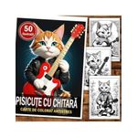 Carti si Birotica - Carti - Carti pentru copii - Carti de colorat - Carte de colorat pentru relaxare si antistres, 50 de ilustratii, Pisicute cu Chitara, 106 pagini, A5 - Infinity.ro