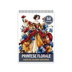 Carti si Birotica - Carti - Carti pentru copii - Carti de colorat - Carte de colorat pentru relaxare si antistres, 50 de ilustratii, Printese Florale, 106 pagini, A5 - Infinity.ro