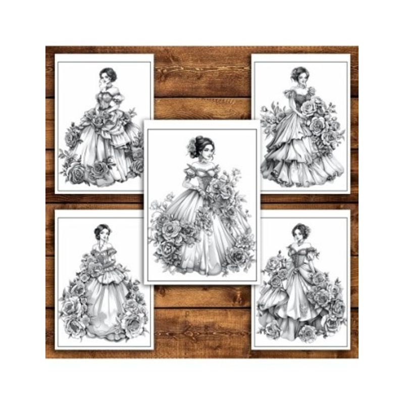 Carti si Birotica - Carti - Carti pentru copii - Carti de colorat - Carte de colorat pentru relaxare si antistres, 50 de ilustratii, Printese Florale, 106 pagini, A5 - Infinity.ro