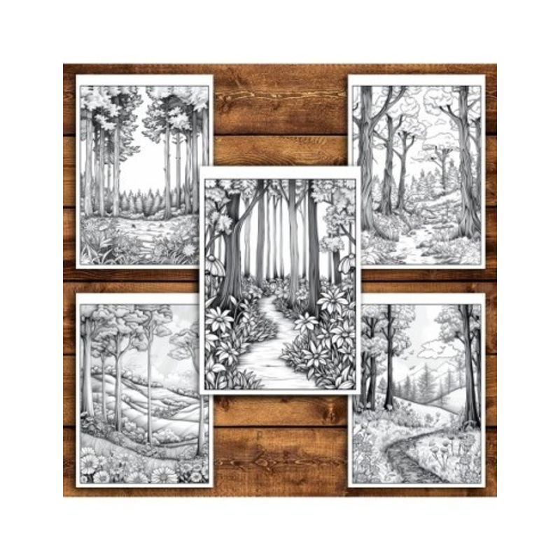 Carti si Birotica - Carti - Carti pentru copii - Carti de colorat - Carte de colorat pentru relaxare si antistres, 50 de ilustratii, Primavara in Padrure, 106 pagini, A5 - Infinity.ro