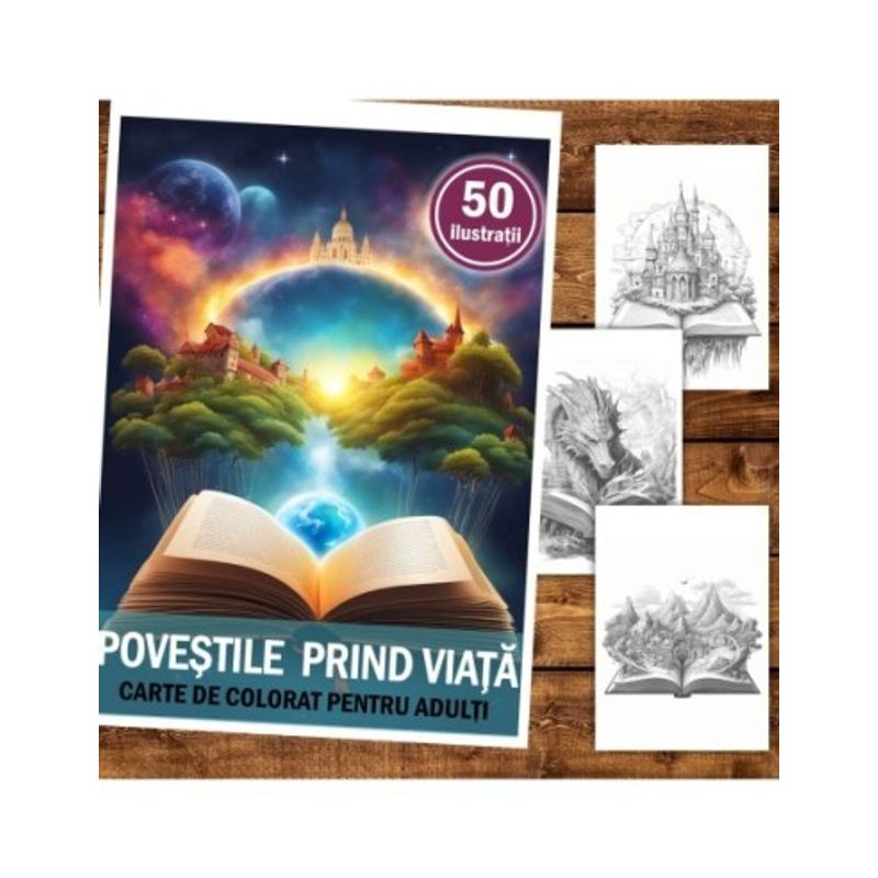 Carti si Birotica - Carti - Carti pentru copii - Carti de colorat - Carte de colorat pentru relaxare si antistres, 50 de ilustratii, Povestile prind viata, 106 pagini, A5 - Infinity.ro